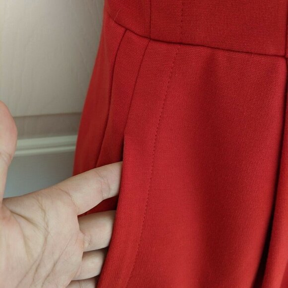 MADEWELL Fit & Flare Red Sleeveless Dress w/ Pocke - Picture 2 of 7